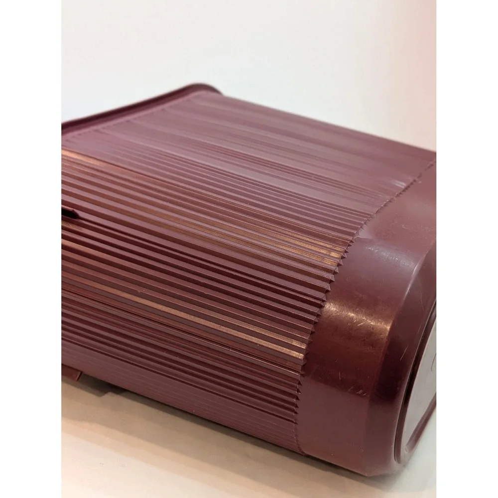 Vintage Rubbermaid Wastebasket Maroon Ribbed Plastic Trash Can 2954